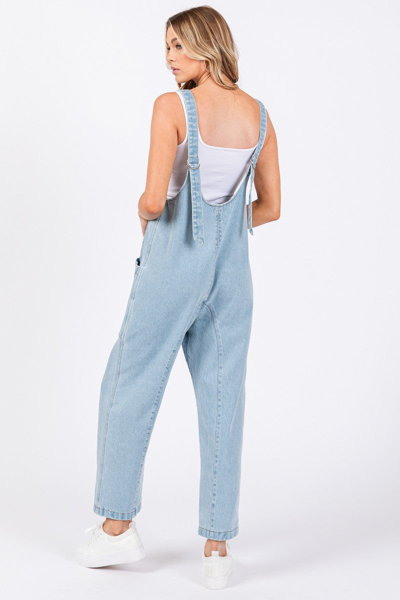 Washed Denim Overalls