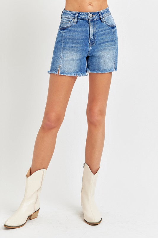 High Rise Raw Hem Shorts