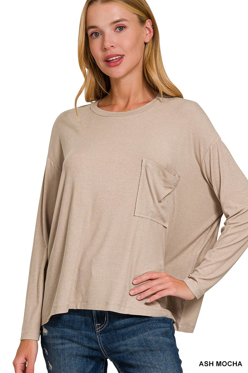 Ribbed Dolman Sleeve Top