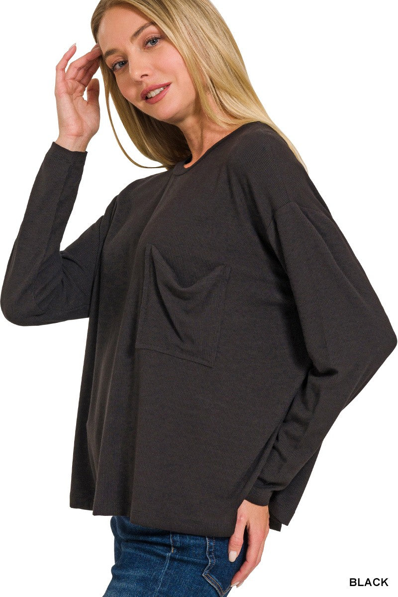 Ribbed Dolman Sleeve Top