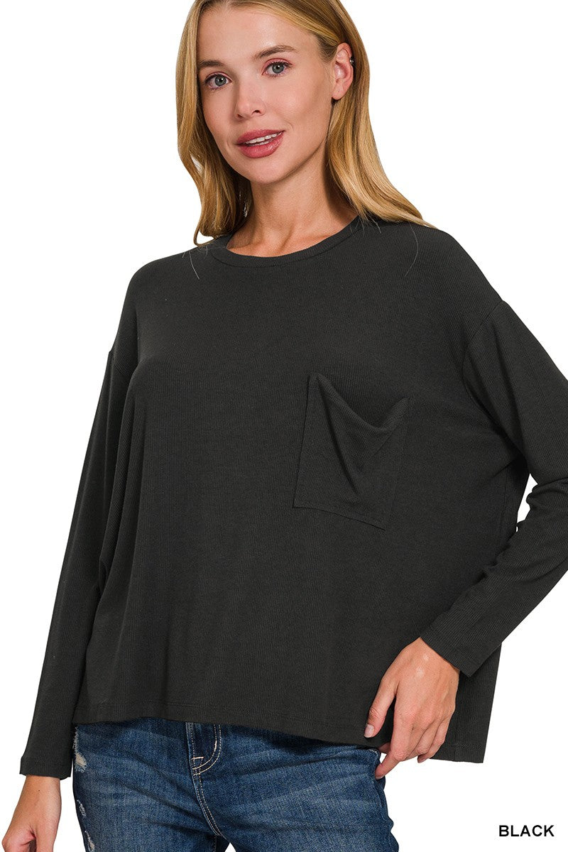 Ribbed Dolman Sleeve Top