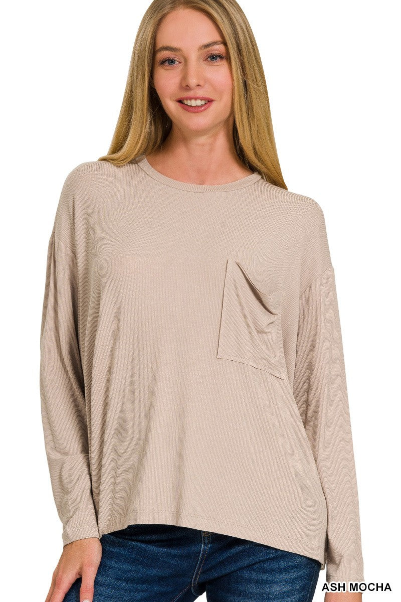 Ribbed Dolman Sleeve Top