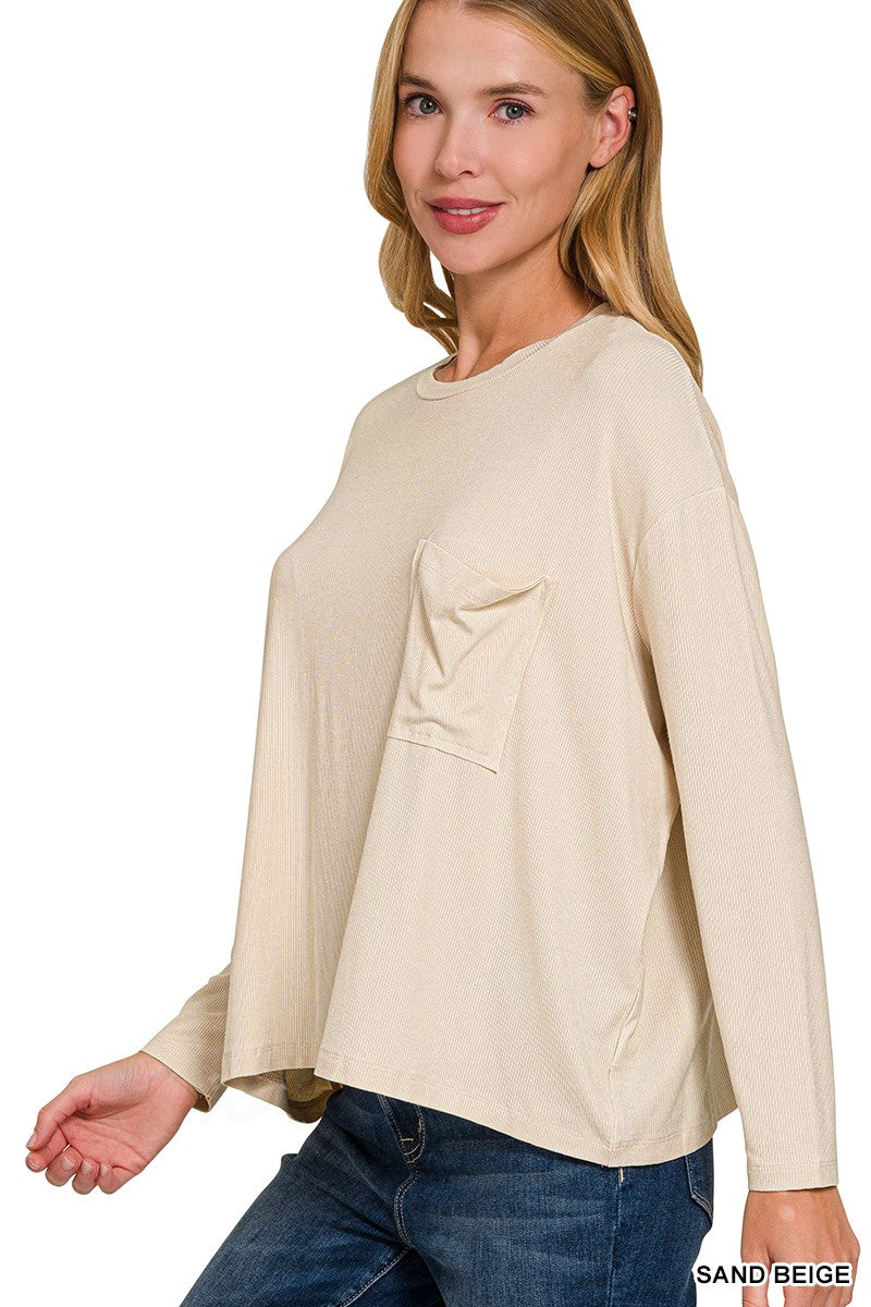 Ribbed Dolman Sleeve Top