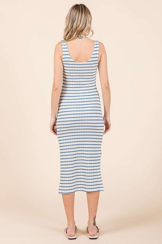 Striped Knit Tank Midi Dress
