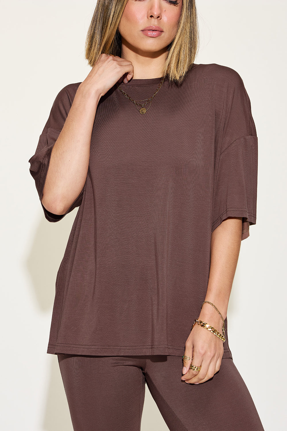 Butter Soft Drop Shoulder T-Shirt and Flare Pants Set