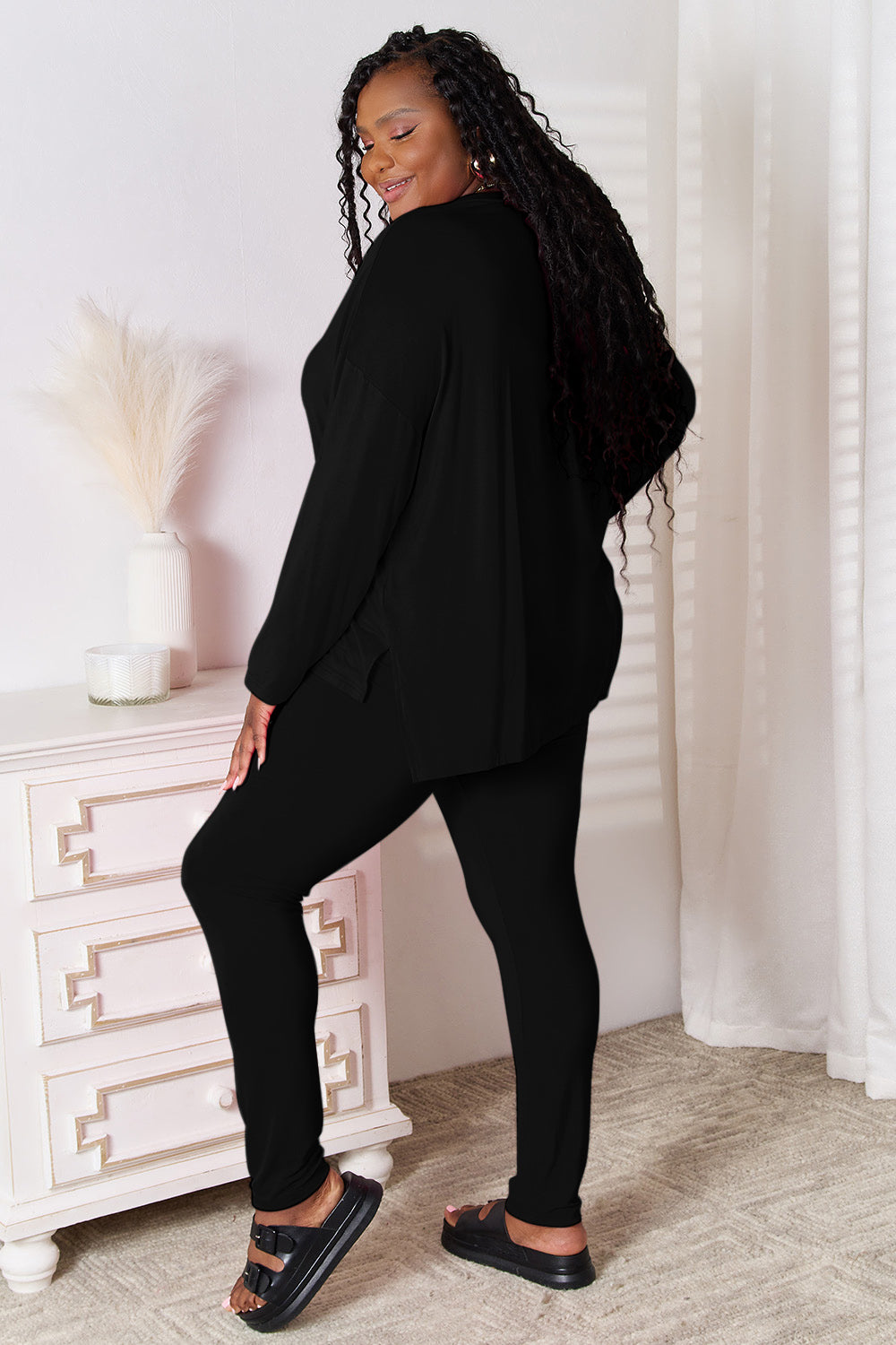 Butter Soft V-Neck Long Sleeve Top and Pants Lounge Set