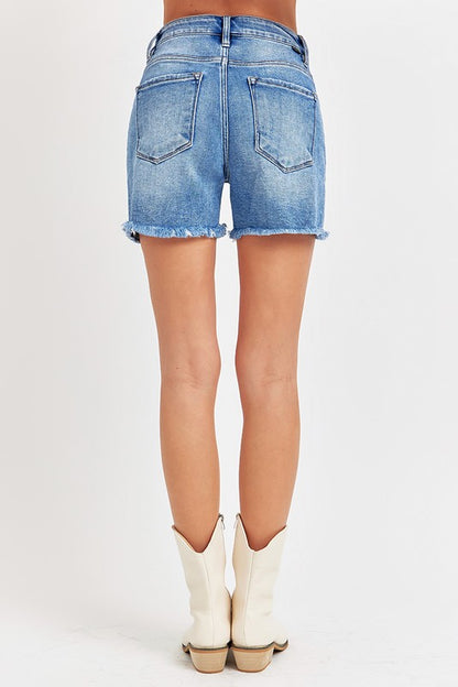 High Rise Raw Hem Shorts