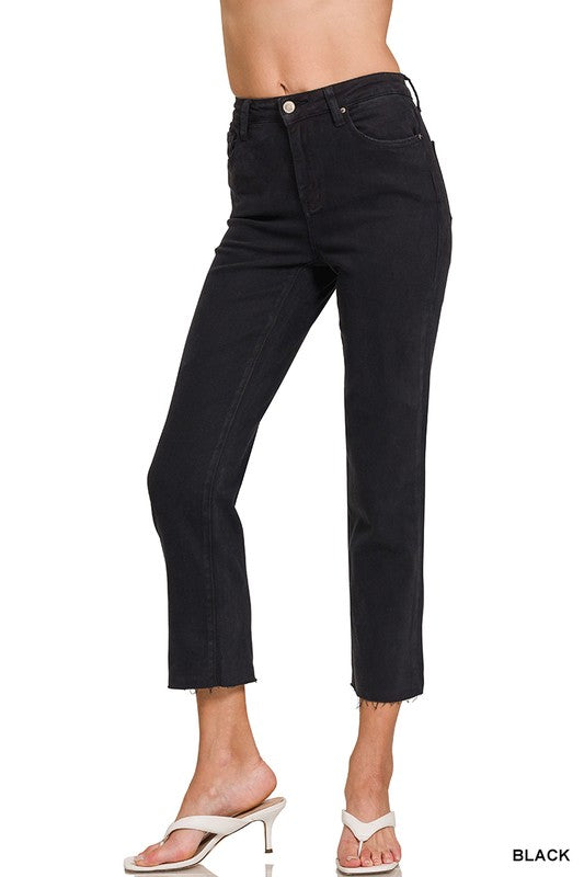 High-Waisted Cropped Straight Jeans