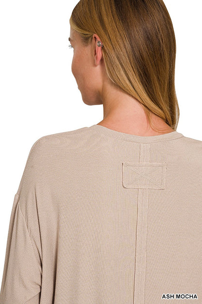 Ribbed Dolman Sleeve Top