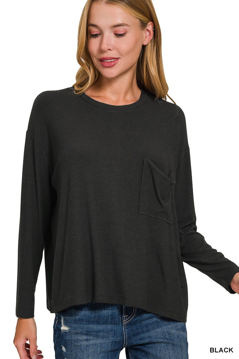 Ribbed Dolman Sleeve Top