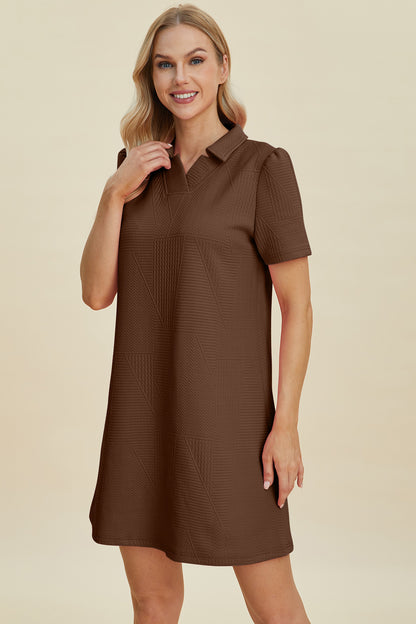 Textured Short Sleeve Dress