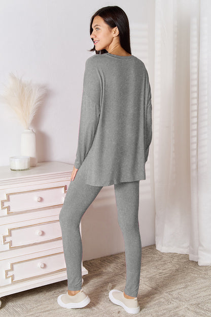 Butter Soft V-Neck Long Sleeve Top and Pants Lounge Set