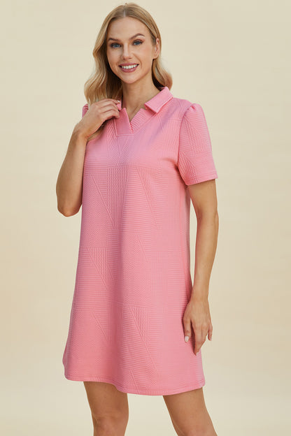 Textured Short Sleeve Dress
