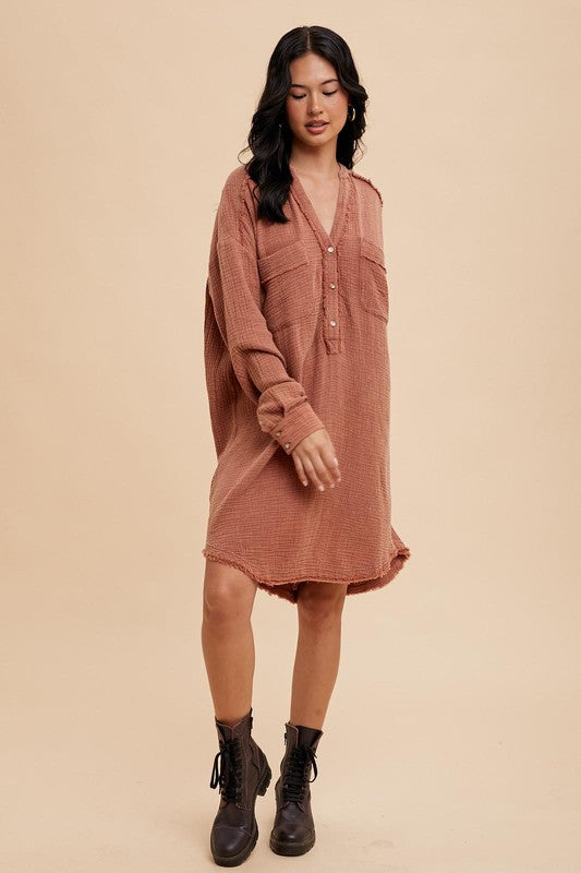 Washed Muslin Shirt Dress
