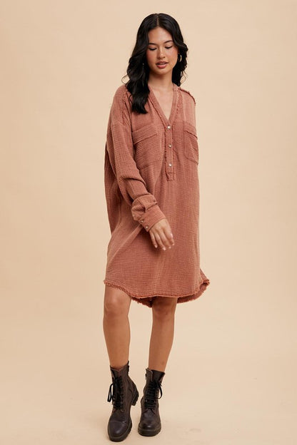 Washed Muslin Shirt Dress