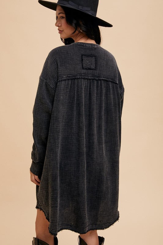 Washed Muslin Shirt Dress
