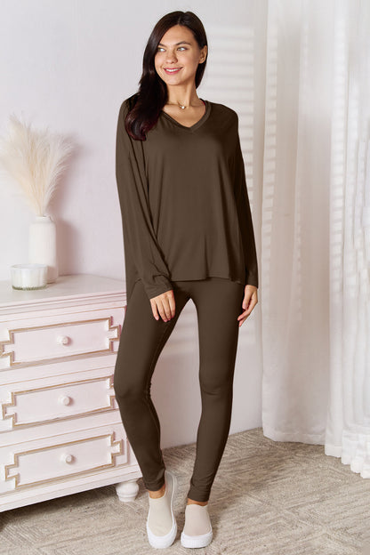 Butter Soft V-Neck Long Sleeve Top and Pants Lounge Set
