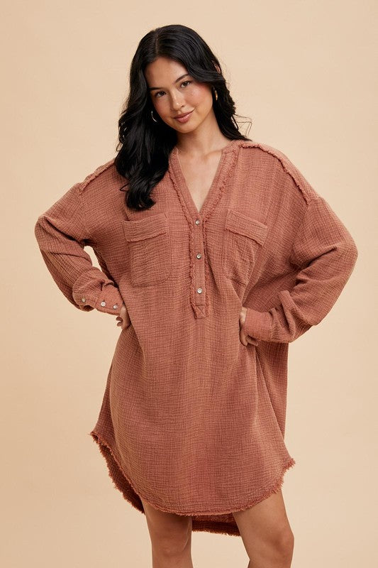 Washed Muslin Shirt Dress