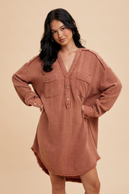 Washed Muslin Shirt Dress