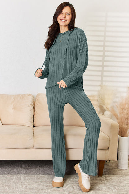 Ribbed Hoodie & Pants Set