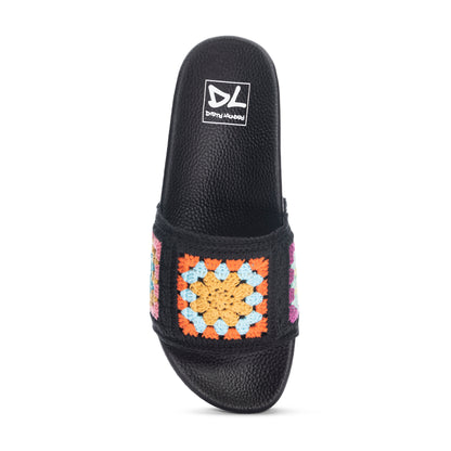Black Crochet Platform Sandal