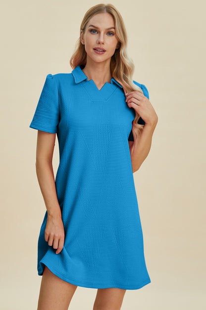 Textured Short Sleeve Dress
