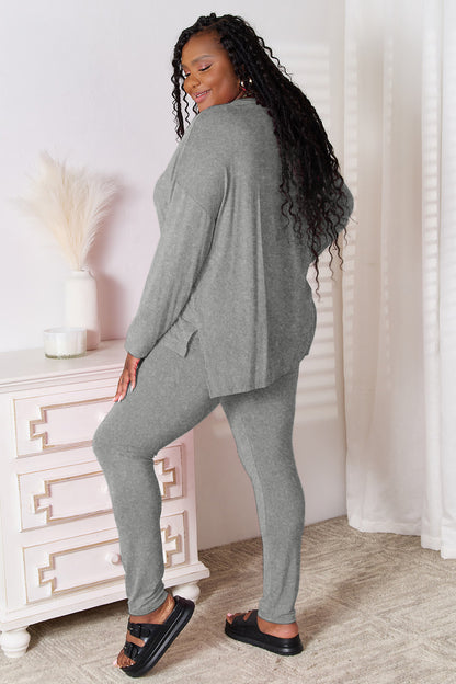 Butter Soft V-Neck Long Sleeve Top and Pants Lounge Set