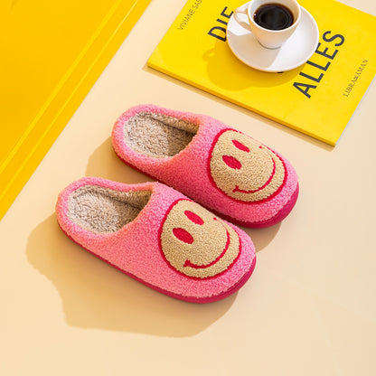 Fushia & Yellow Smiley Face Slippers
